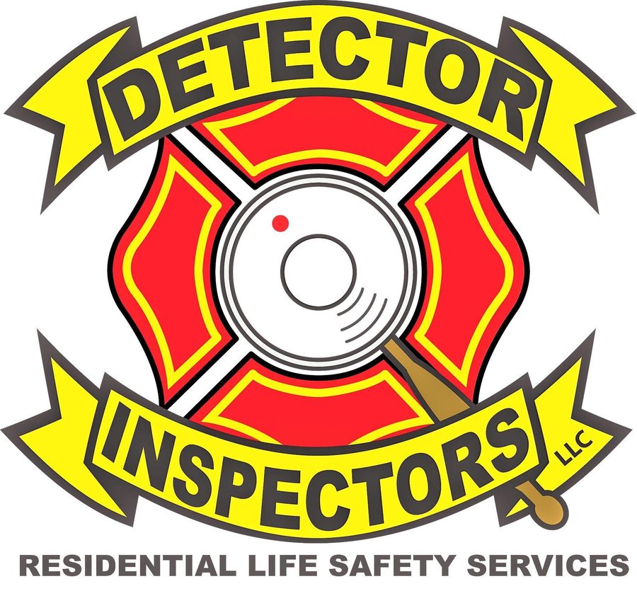 The Detector Inspectors LLC badge — a smoke detector over a firefighter’s cross